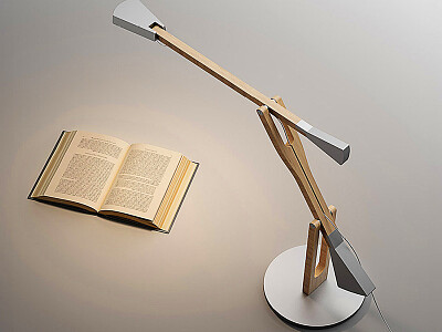 Obr. 6 – Artemide – Internode, design Stephen Philips, spol. Arup, 2025, LED 7 W, výška ke kloubu 57 cm, rameno 82 cm, konstrukční materiál – bambus